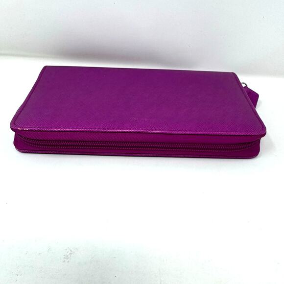 FiloFax Personal Compact Organizer Purple Saffiano Leather Planner Ring Zip - Picture 4 of 9